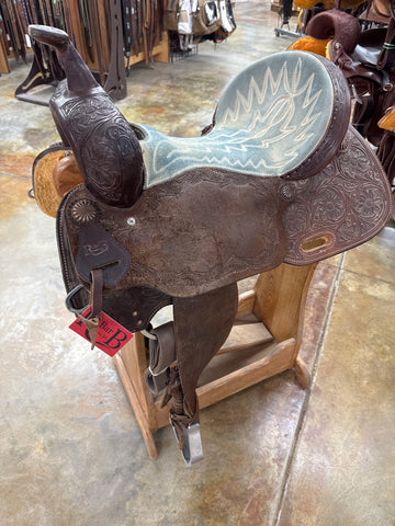 Used R Bar B Barrel Saddle, 16" Seat