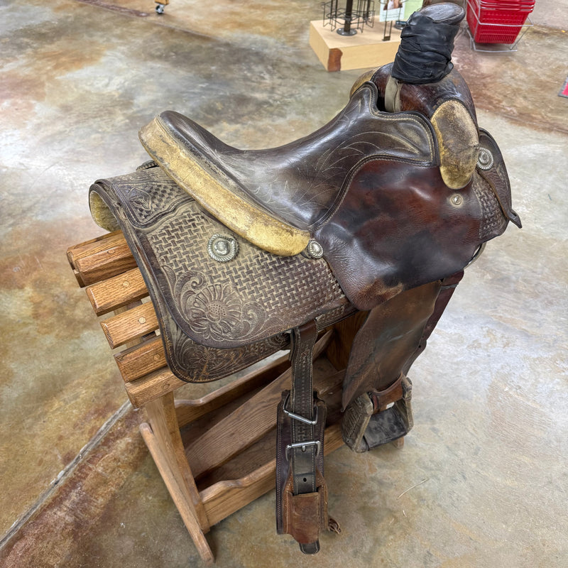Used Rusty Nail Maker Roper Saddle, 15" Seat
