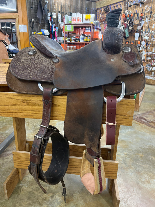 Used R Bar B Team Roper Saddle, 15" Seat