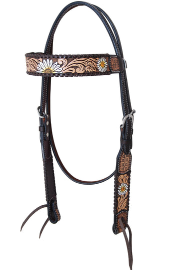Rafter T Painted Daisy Flower Browband Headstall