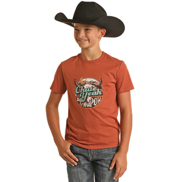 Rock & Roll Boy's Dale Brisby "Chute Yeah" Rust Graphic T-Shirt