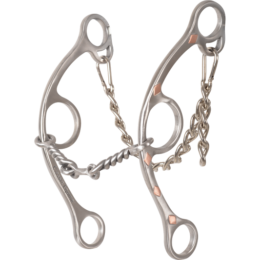 Classic Equine Sherry Cervi Shank Gag Barrel Twisted Wire Dogbone Bit