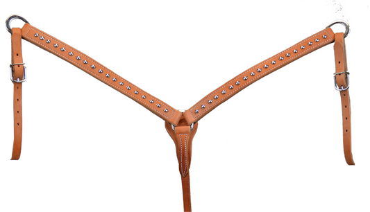 1-1/4" Natural Leather Large Dotted Breast Collar