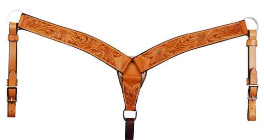 Natural Floral Tooled 2" Breast Collar