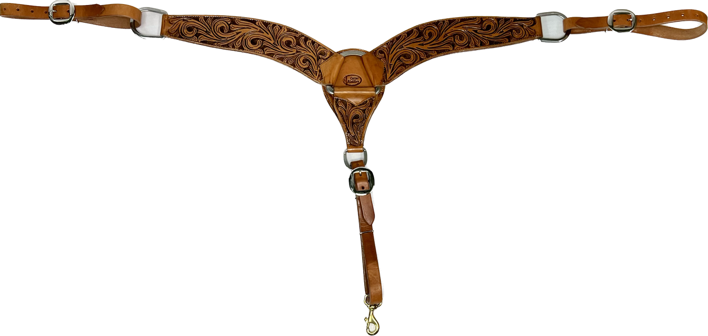 Cactus Saddlery Floral Tooled Breast Collar