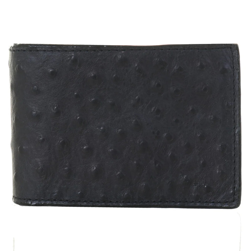 Double J Saddlery Black Ostrich Print Bifold Wallet