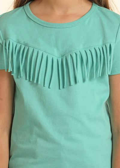 Rock & Roll Girl's Turquoise Fringe T-Shirt