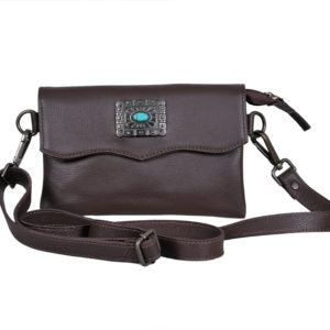 Rafter T Soft Leather Crossbody with Turquoise Concho