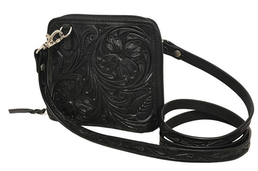 Rafter T Floral Carving & Basket Tooling Mini Crossbody Bag