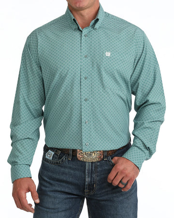 Cinch Men's Geometric Print ArenaFlex Long Sleeve Button Down Shirt