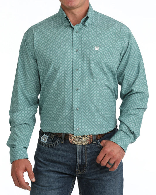 Cinch Men's Geometric Print ArenaFlex Long Sleeve Button Down Shirt