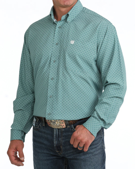 Cinch Men's Geometric Print ArenaFlex Long Sleeve Button Down Shirt