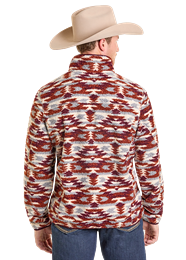 Rock & Roll Men's Rust Aztec Print Fleece 1/4 Zip Pullover