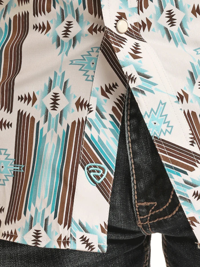 Rock & Roll Denim Men's Aztec Print Long Sleeve Snap Shirt