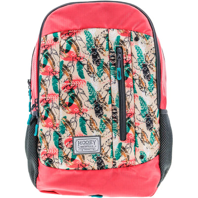 Hooey "Rockstar" Cream/Rose/Turquoise Feather Aztec w/Rose & Black Accents Backpack