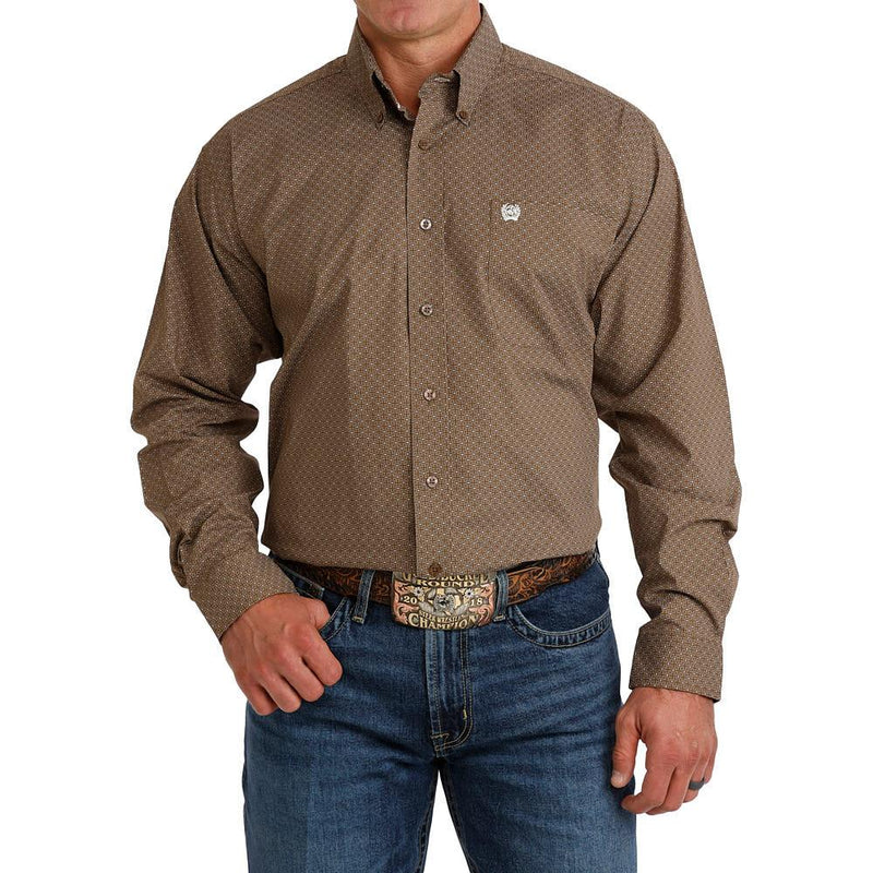 Cinch Men's Geometric Print Long Sleeve Button-Down Stretch Western Shirt