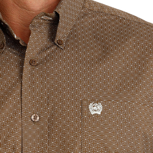 Cinch Men's Geometric Print Long Sleeve Button-Down Stretch Western Shirt
