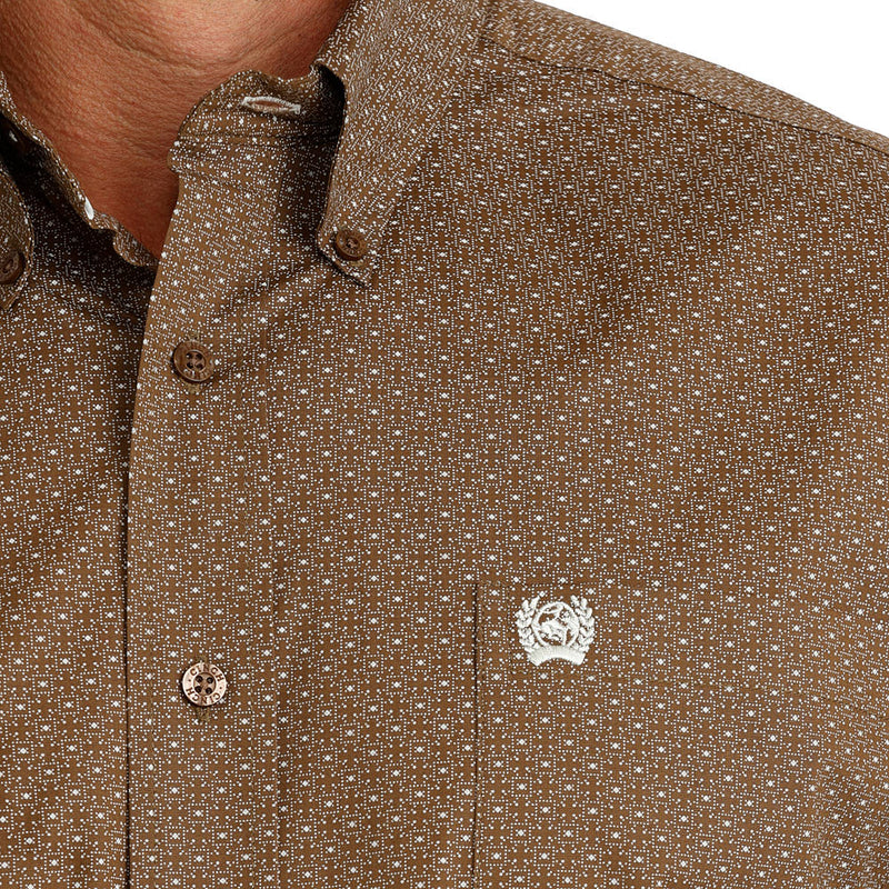 Cinch Men's Geometric Print Long Sleeve Button-Down Stretch Western Shirt