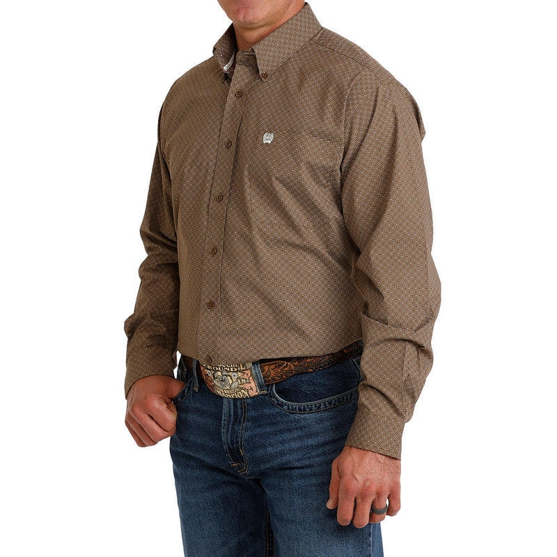 Cinch Men's Geometric Print Long Sleeve Button-Down Stretch Western Shirt