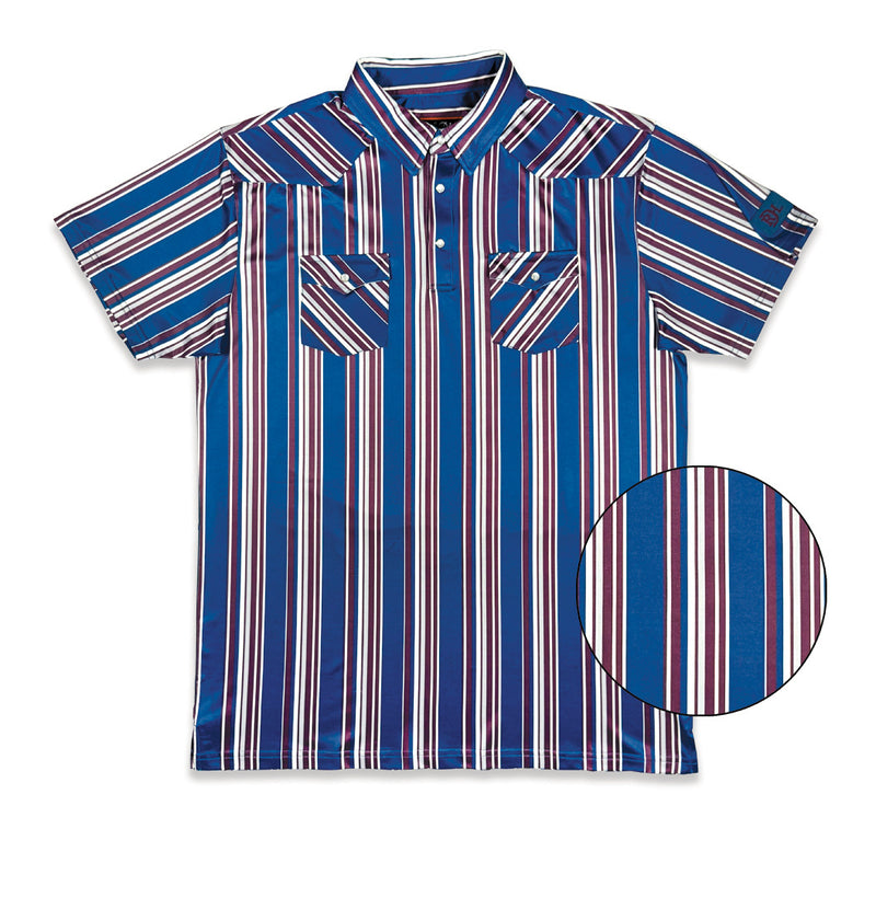 Red Dirt Hat Co. Men's Blue Striped Polo Short Sleeve Shirt