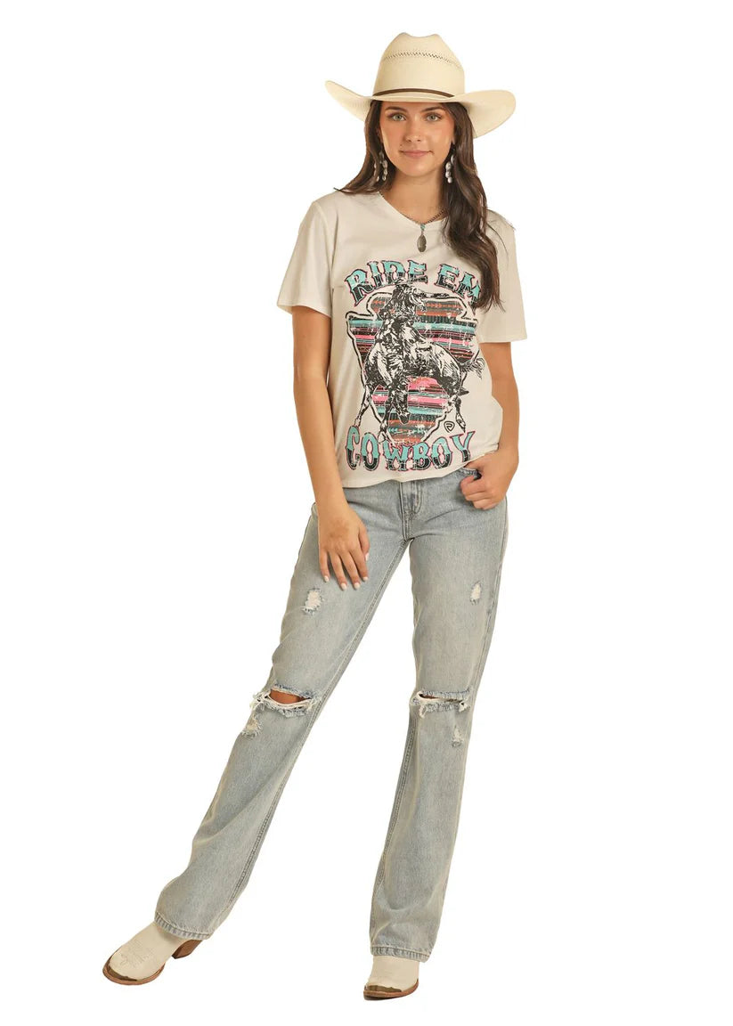 Rock & Roll Women's Ride Em' Cowboy Graphic T-Shirt