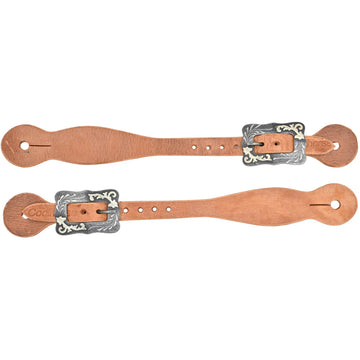 Berlin Custom Leather Men's Trailblazer Spur Straps w/Engraved Black Steel Buckles