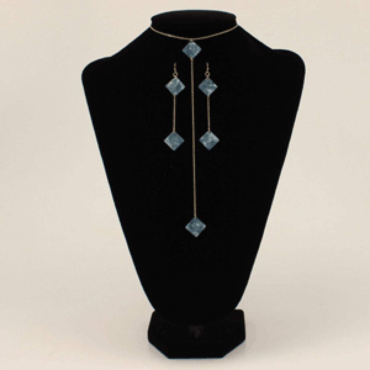 Blazin Roxx Necklace & Earrings Set Blue Marble Square