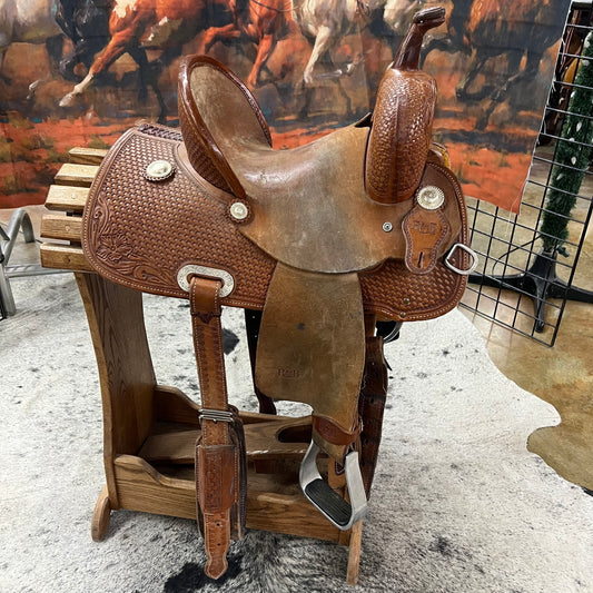 Used R Bar B Barrel Saddle, 12" Seat