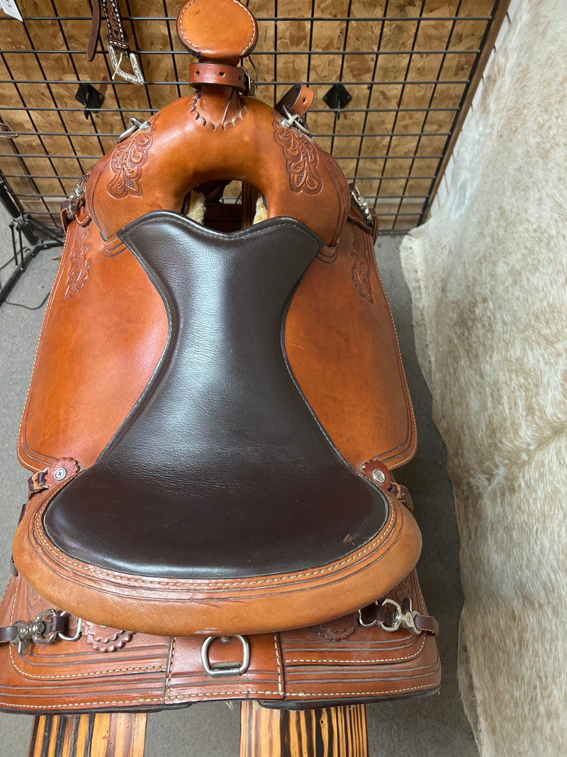 Used Tex Tan Tex Flex Trail Saddle 16", Spot Tooled
