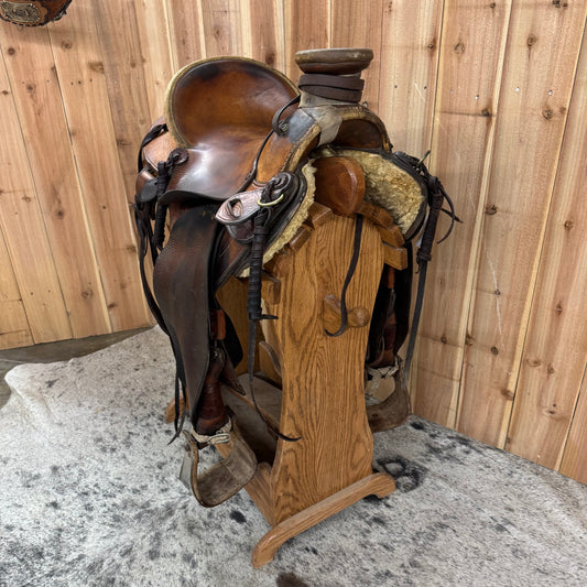 Used Custom Cowboy Brand Ranch Saddle, 14.5" Seat