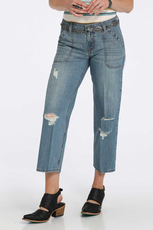 Cruel Denim Women's Hannah Medium Stonewash Crop Jeans