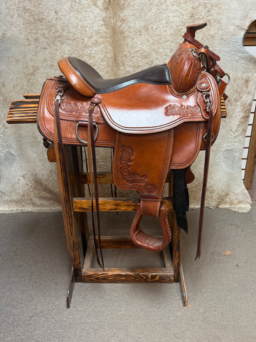 Used Tex Tan Tex Flex Trail Saddle 16", Spot Tooled