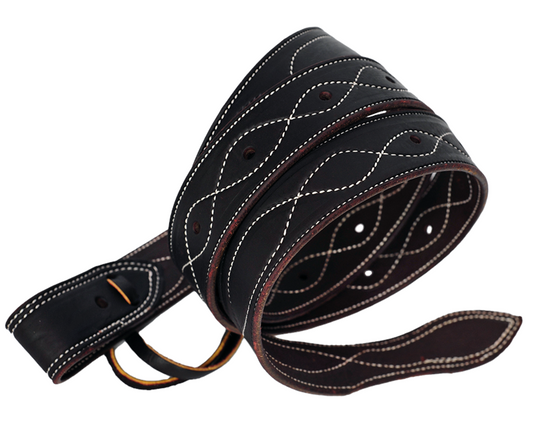 Stitched Dark Oil Latigo Leather Cinch Strap
