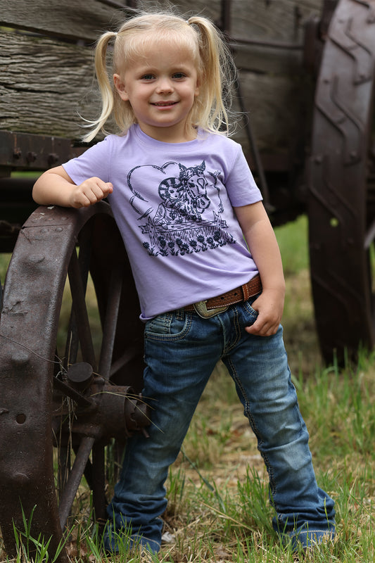 Cruel Girl's Toddler Purple Vintage Cowgirl & Horse T-Shirt