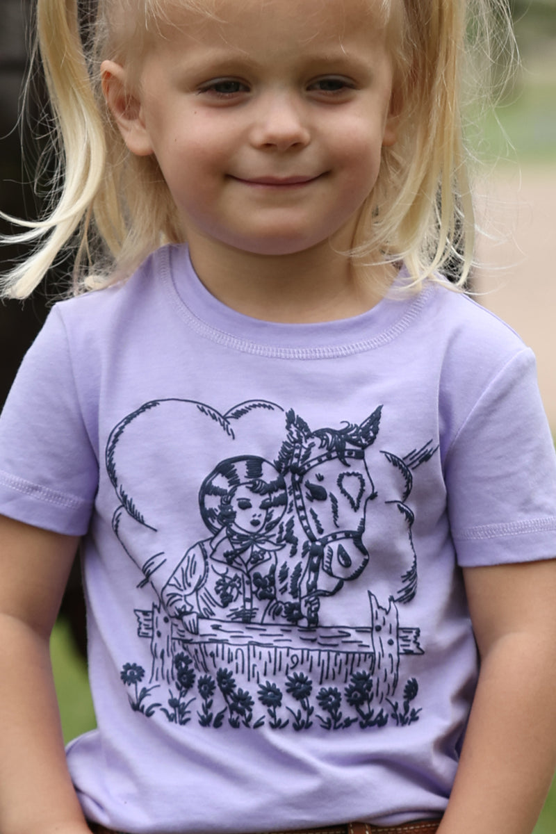 Cruel Girl's Toddler Purple Vintage Cowgirl & Horse T-Shirt