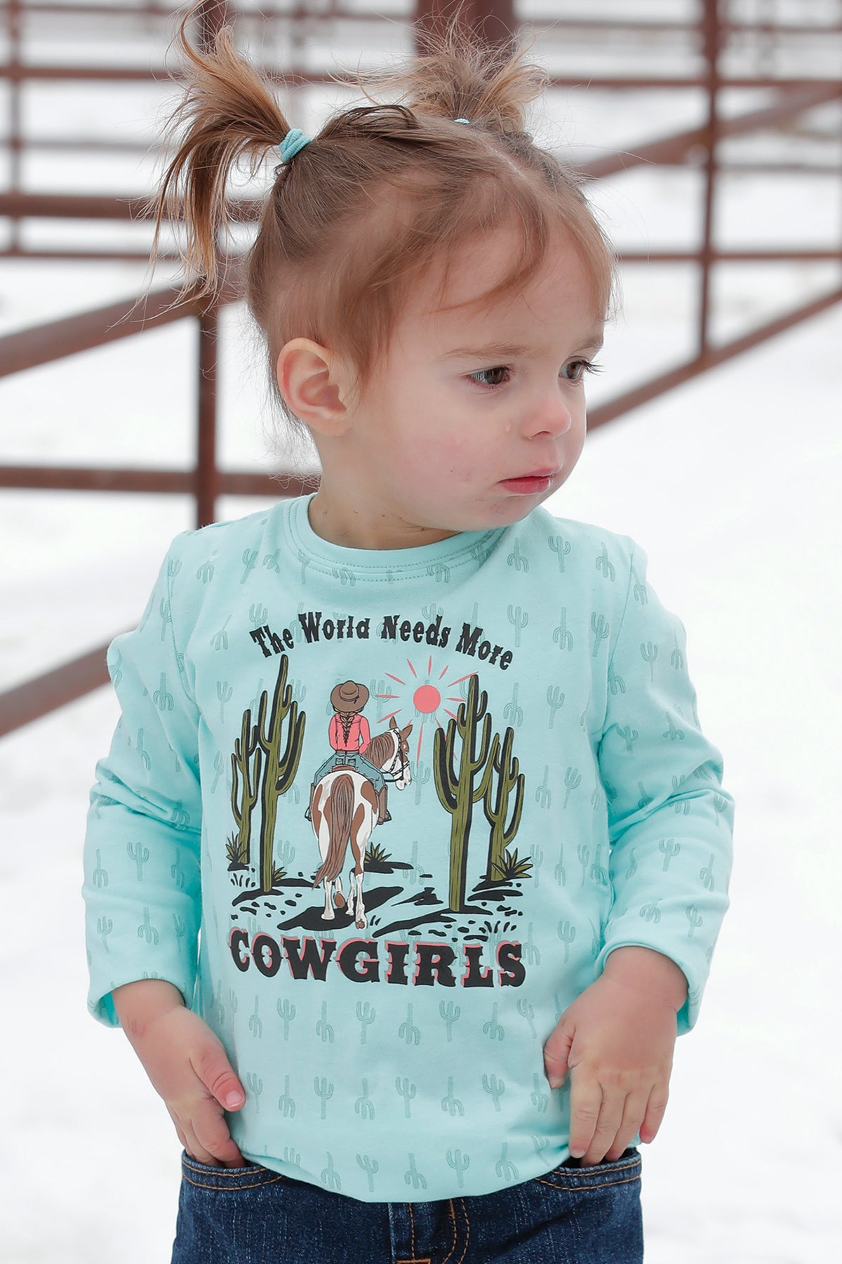Cruel Girls Toddler Light Blue "The World Needs More Cowgirls" Long Sleeve T-Shirt