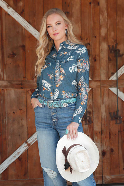 Cruel Women's Rodeo Town Long Sleeve Snap Shirt