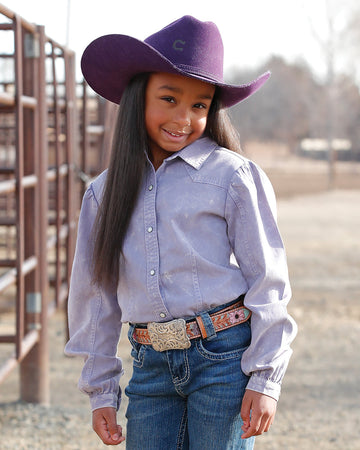 Cruel Girl's Lilac Snap Western Shirt