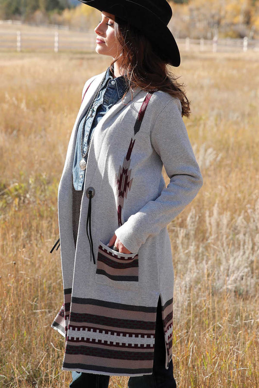 Cruel Denim Women's Gray/Burgundy Knitted Duster