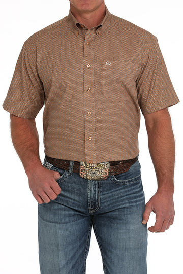 Cinch Men's Brown ArenaFlex Short Sleeve Button-Down Shirt