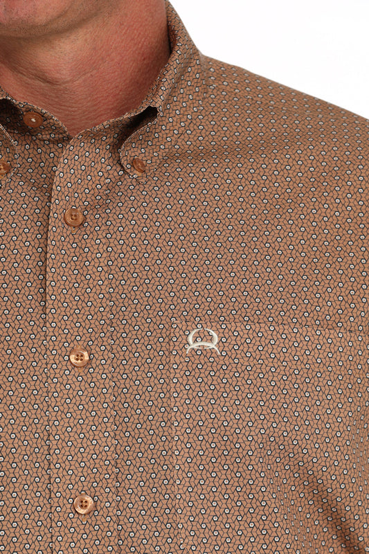 Cinch Men's Brown ArenaFlex Short Sleeve Button-Down Shirt