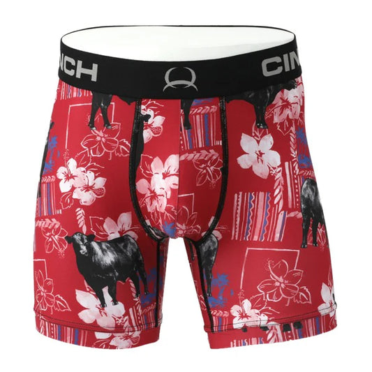 Cinch Men's Black Angus 6" Red Boxer Brief