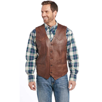 Cripple Creek Men's Vintage Brown Button Lamb Vest