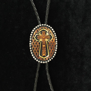 Crumrine Adult Copper Cross w/Gold Tone Outline Western Bolo Tie