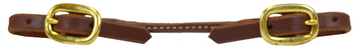 Rolled Harness Leather Curb Strap - Brass Buckles
