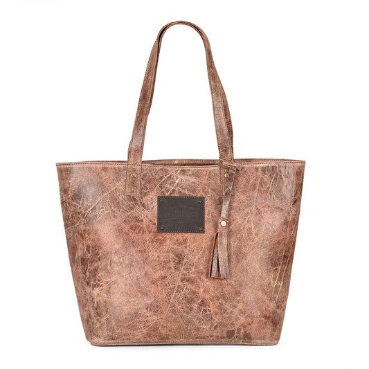 Corral Distressed Cognac Leather Distressed Tote Bag