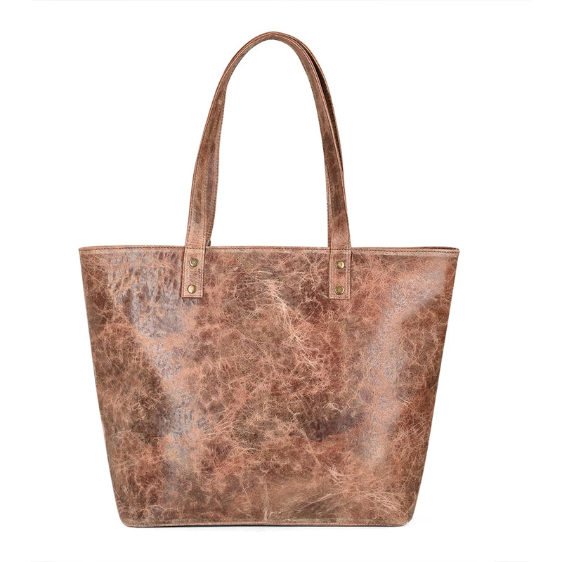 Corral Distressed Cognac Leather Distressed Tote Bag