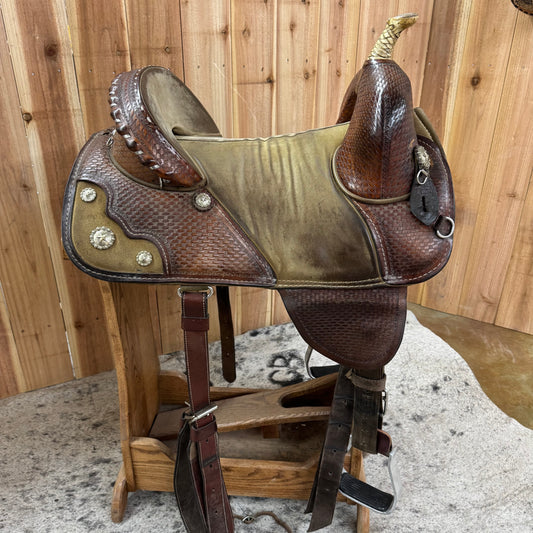 Used Bob Marshall Treeless Barrel Saddle, 15" Seat