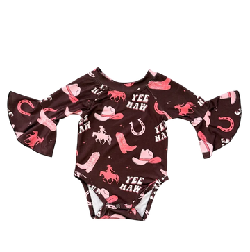 Shea Baby Infant/Toddler Yeehaw Cowgirl Long Sleeve Bell Onesie
