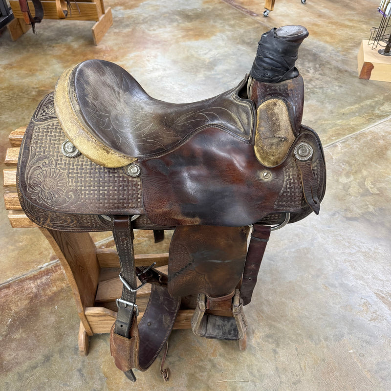 Used Rusty Nail Maker Roper Saddle, 15" Seat